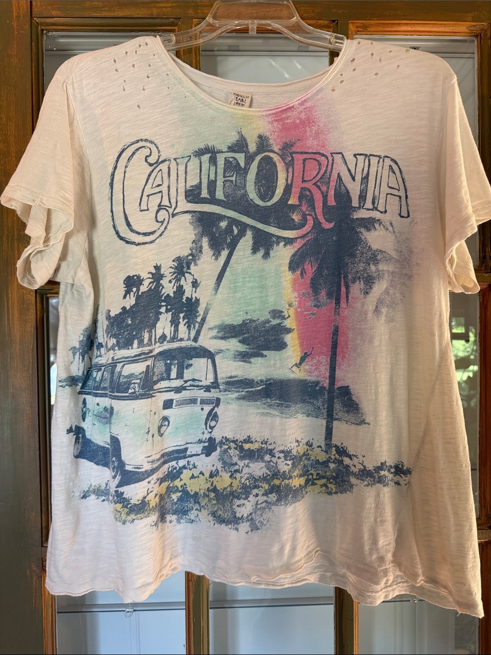 Magnolia Pearl Cream California Graphic Tee with Blue, Pink & Yellow Accents - Picture 4 of 10